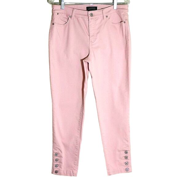 Talbots Flawless Five Pocket Jeans Women's Sz 10 Pink Mid Rise Stretch Cropped - Picture 1 of 12